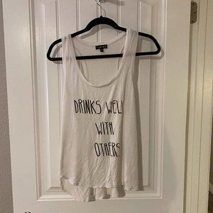 White Graphic Racer back Tank